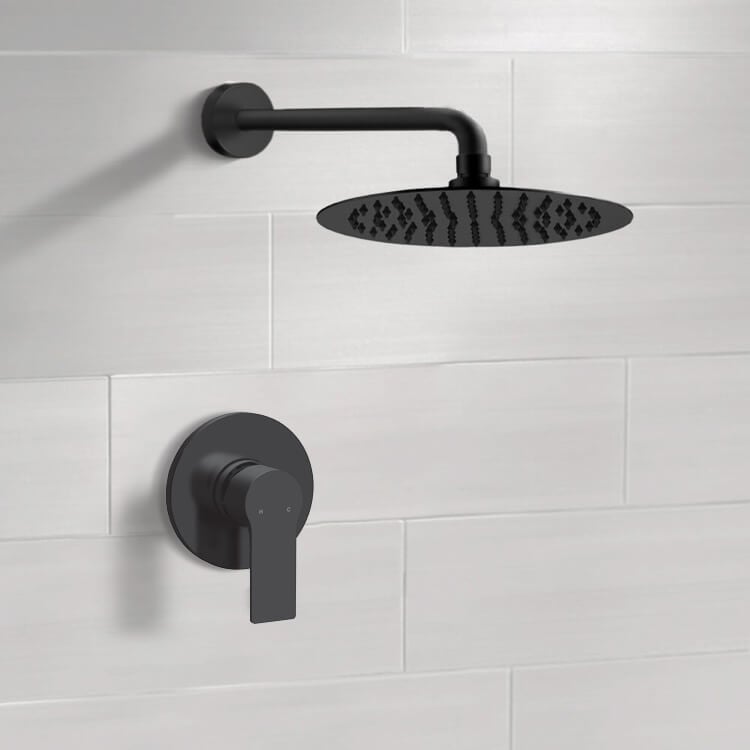 Shower Faucet Matte Black Shower Faucet Set With Rain Shower Head Remer SS55